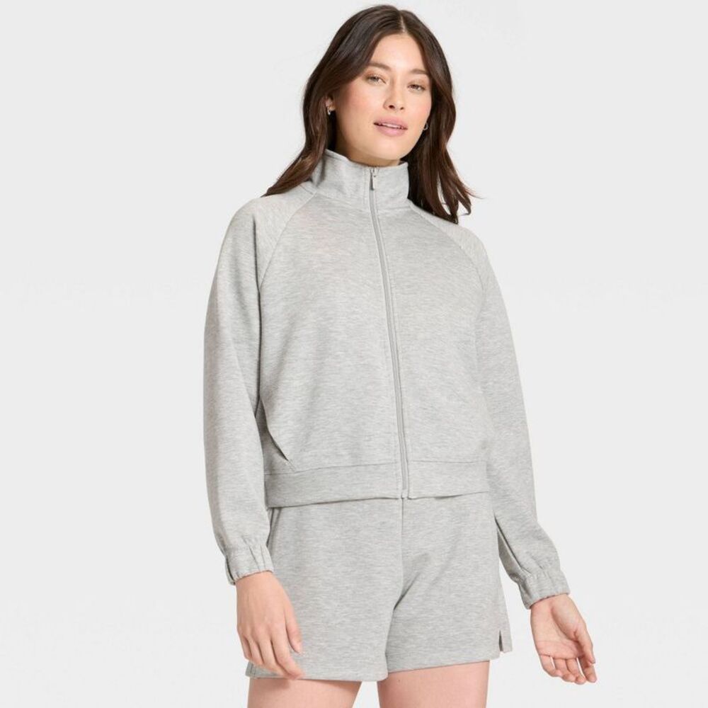 Women's Airy Sleek Full Zip Jacket - All In Motion Heathered Gray L - Picture 3 of 5